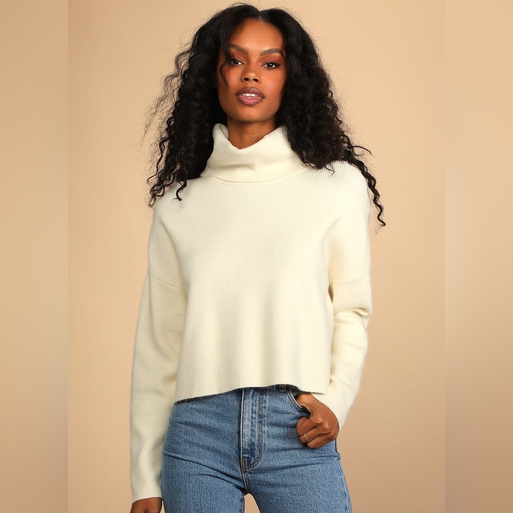 Lulu's Cream Cowl Neck turtle neck Sweater Soft Knit 2 for $20